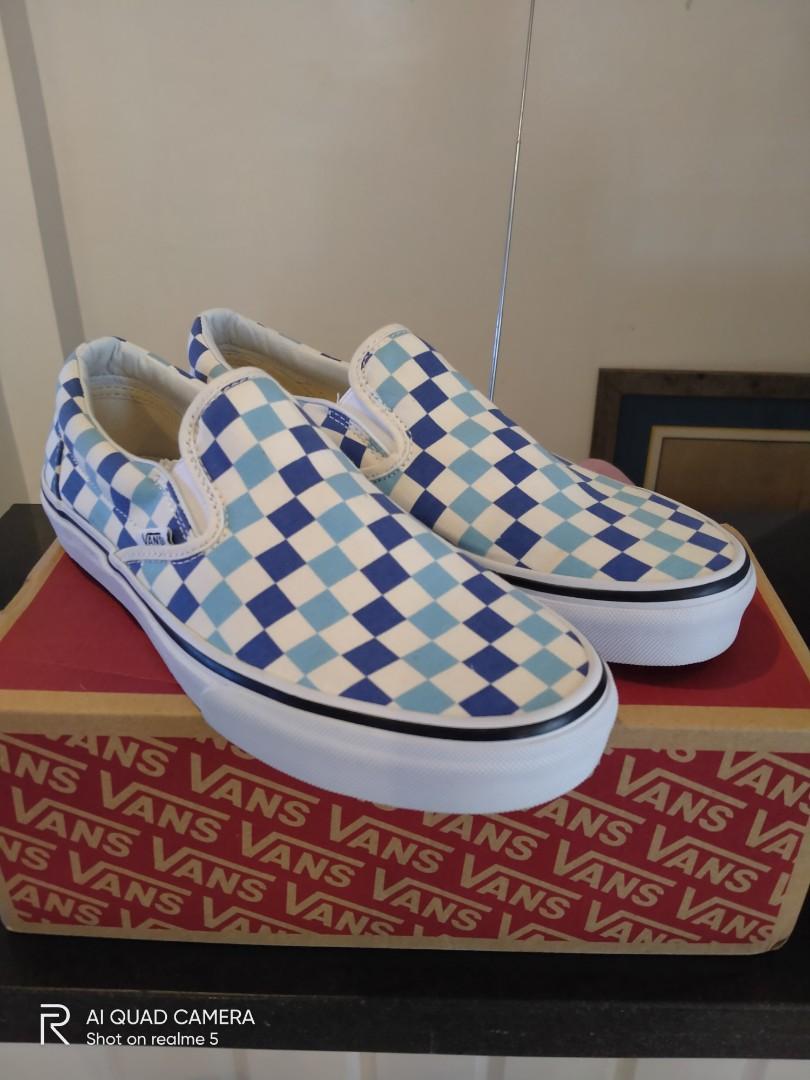 vans blue topaz checkerboard slip on