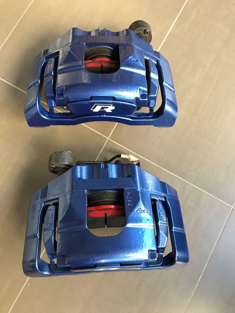 VW Golf R Brake Calipers + ECS Red Stuff Pads, Car Accessories