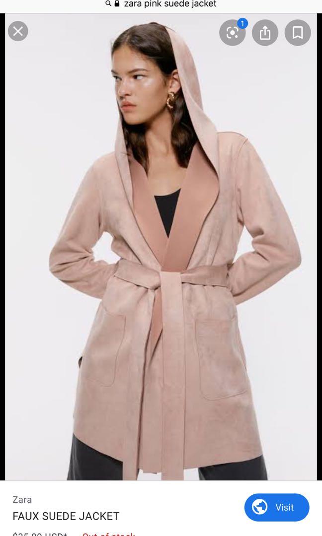 Zara pink suede trench coat best sale