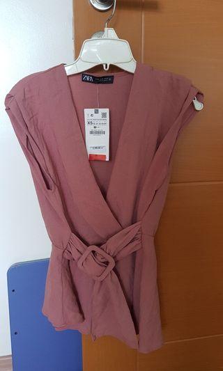 NEW Zara Pink Belted Top