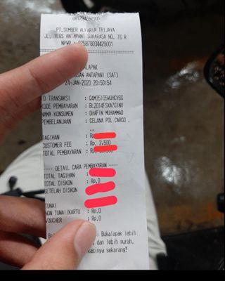 Bukti Transaksi celana PDL zara Via BukaLapak