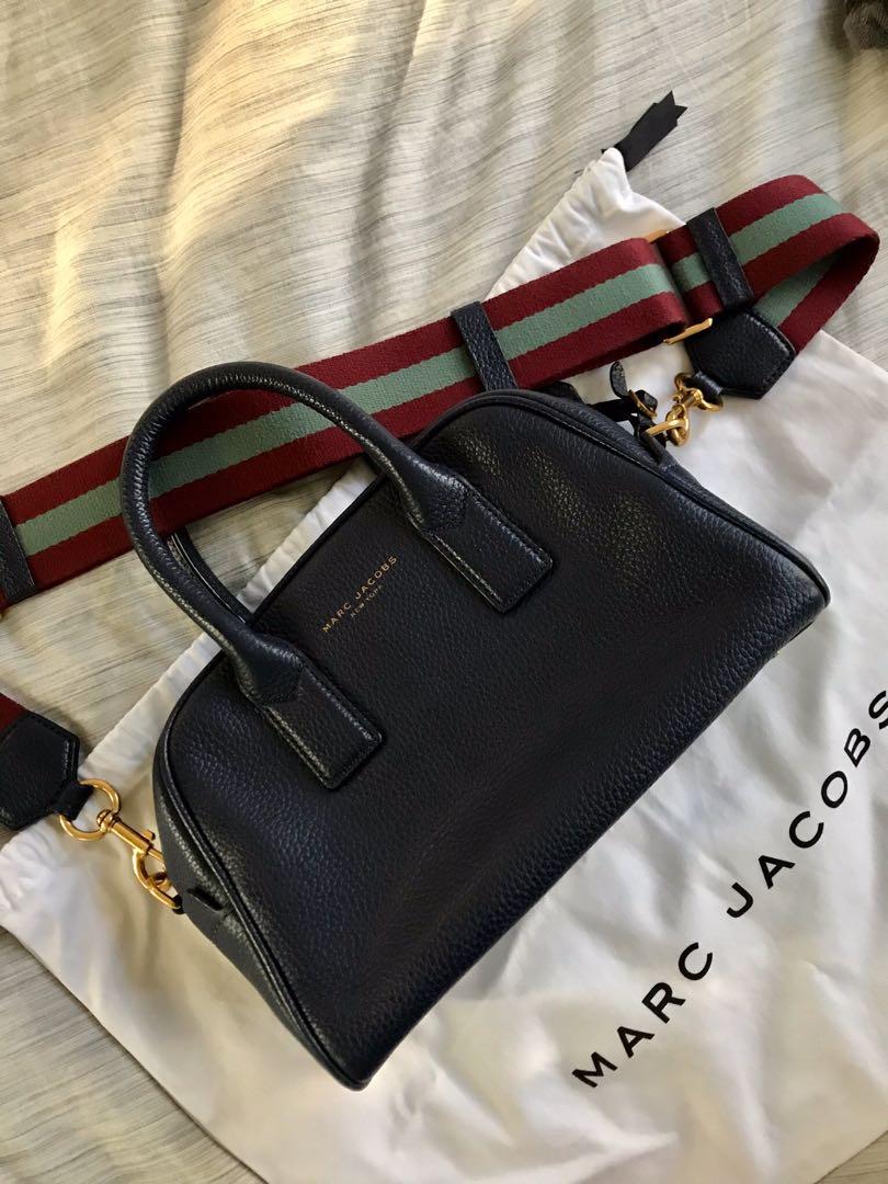 MARC JACOBS Gotham Leather Bauletto Crossbody Bag Navy