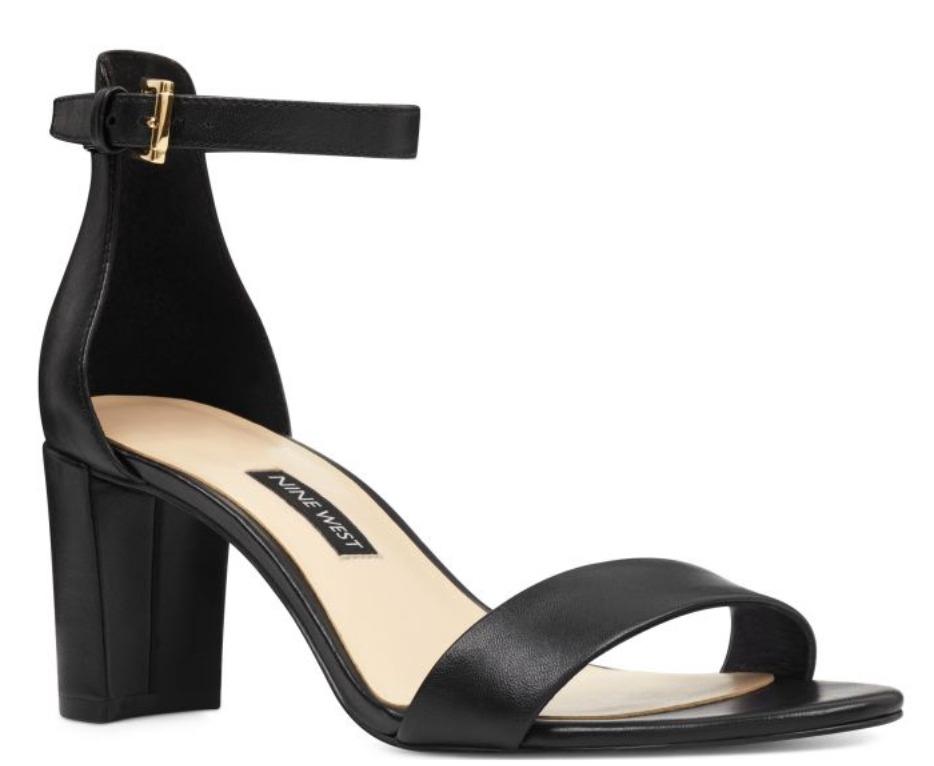 black strap block heel sandals