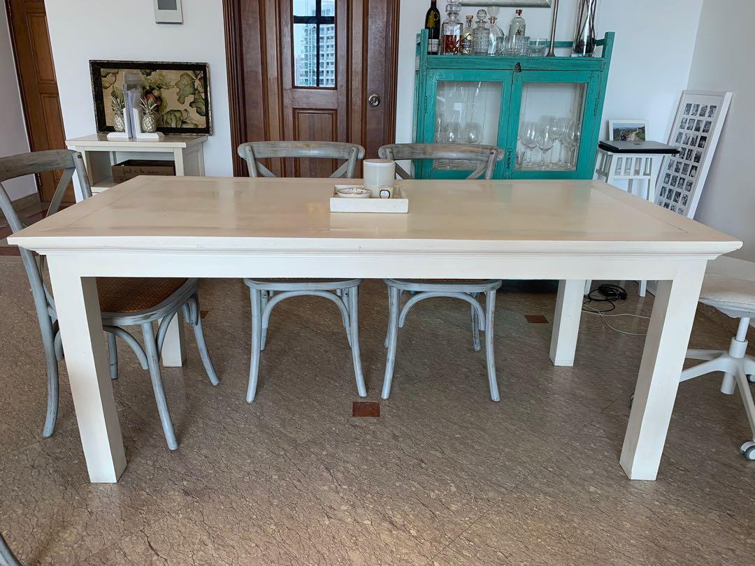 Rustic White Dining Table Furniture Tables Chairs On Carousell