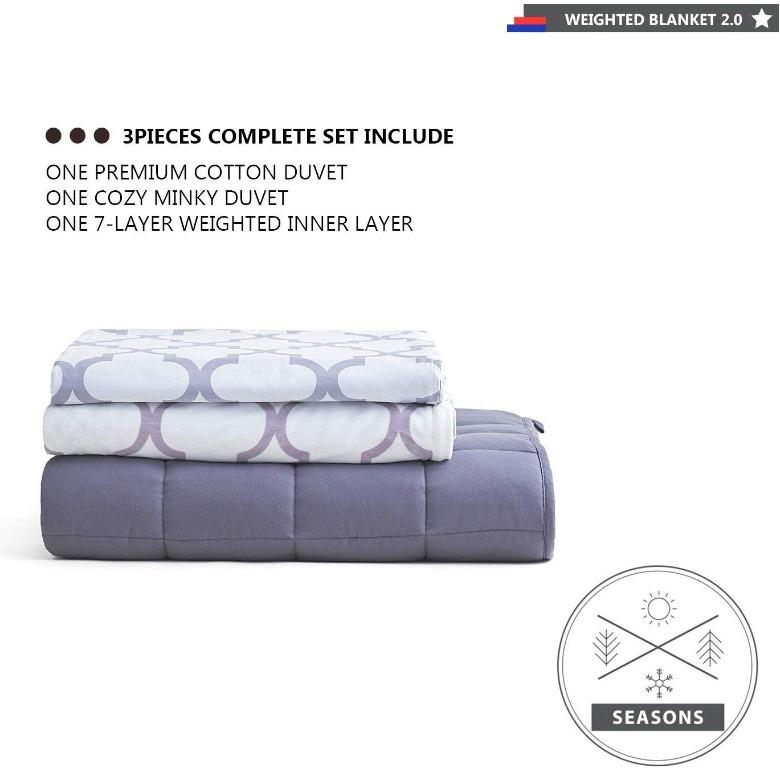 YnM Weighted Blanket 3 Pieces Set with 2 Duvet Covers 60x80 Furniture Home Living Bedding Towels on Carousell
