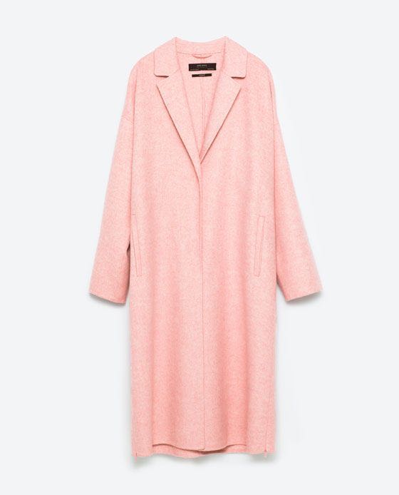 Zara pink oversized wool coat Women s Fashion Coats Jackets