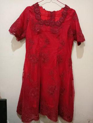 Dress Brukat Merah