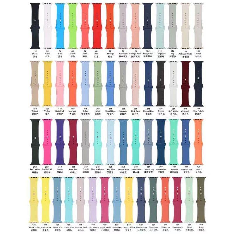 Apple watch band (Category: Portable Audio Accessories) located in Pasig City. Submitted by seazone.deal (Listing ID 274660151, Image 2). Description: Apple watch Silicon band 1.38MM can be used in 40MM (38MM = 40MM) 42MM can be used in 44MM (42MM = 44MM) Highlight: ● For Apple Watch Series 5 4 3 2 1, 38 mm, 40 mm, 42 mm, 44 mm ● Material: Premium silicone ● Looks great with a silicone case, the case can be seen in my shop. Hot selling !!! Note: 