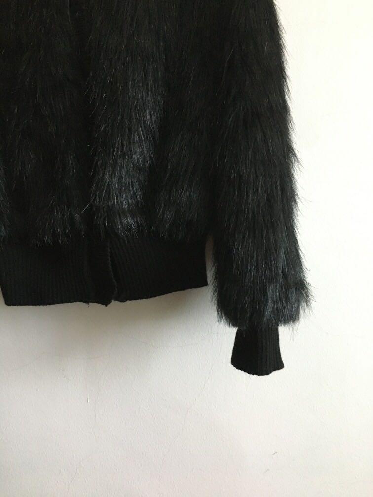 Black furry coat clearance