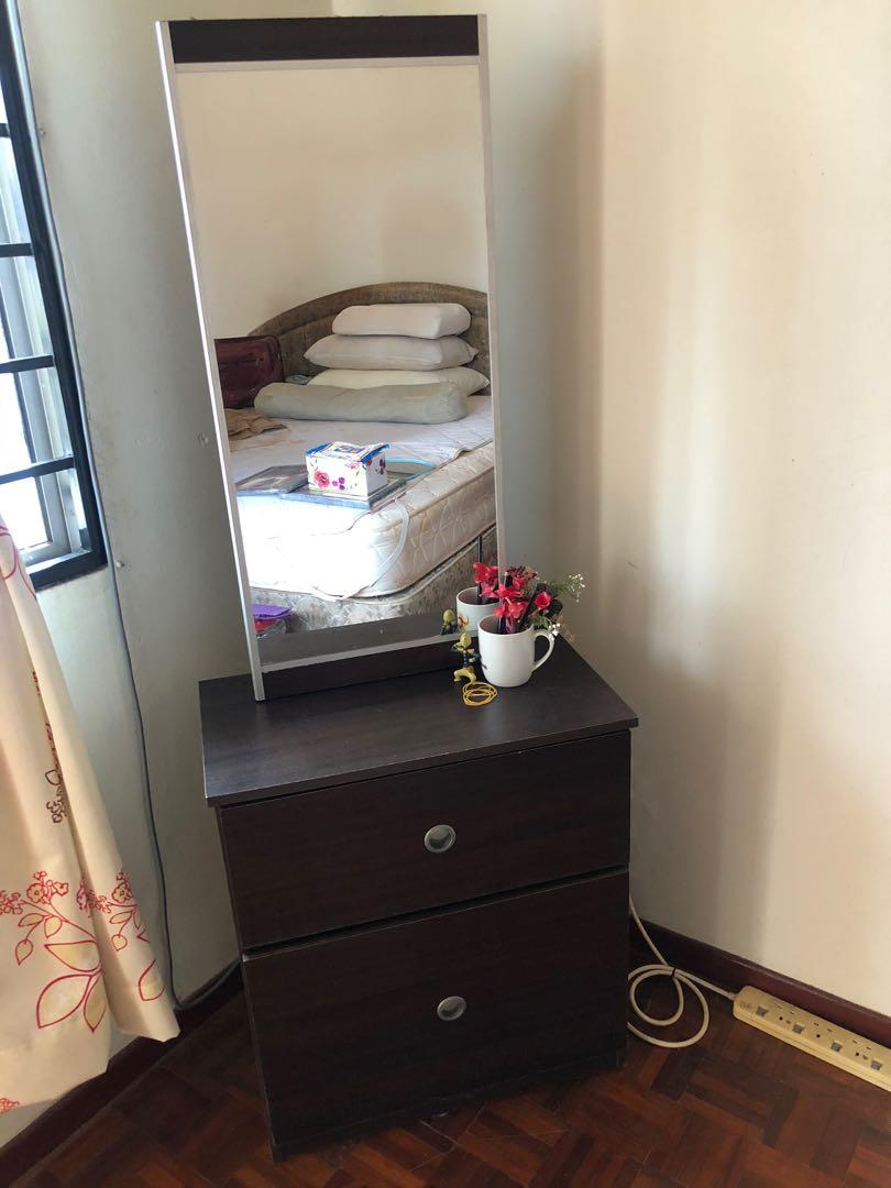 Dressing Table (Category: Tables & Sets) located in Petaling Jaya. Submitted by suhardiid (Listing ID 274689388, Image 2). Description: Dressing table with sliding mirror to access back compartment. comes with stool.
