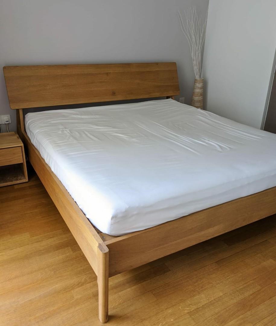 Ethnicraft Solid Wood Oak Air Bed Frame with Slats EU King, Furniture