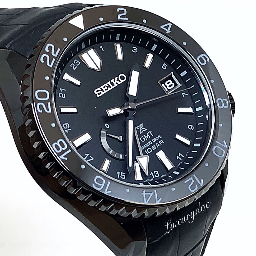  SEIKO PROSPEX LX GMT SPRING DRIVE BLACK LEATHER  WATCH SNR035  SNR035J SNR035J1, Luxury, Watches on Carousell