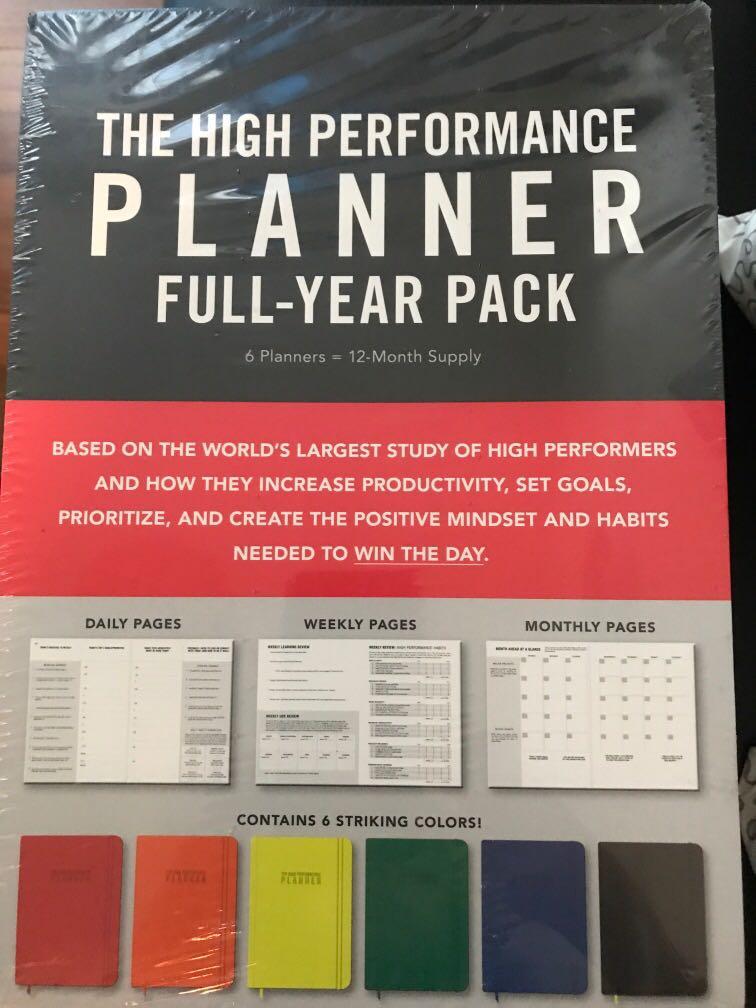 High Performance Planner (Category: Stationery & School Supplies) located in Singapore. Submitted by anamikatalwar (Listing ID 274701321, Image 1). Description: Full year pack. Based on the worlds largest study of high performers and how they increase productivity, set goals, prioritise and create the positive meet beset and habits to win the day..