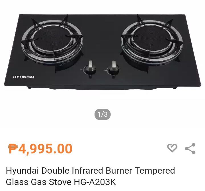 hyundai double burner tempered glass