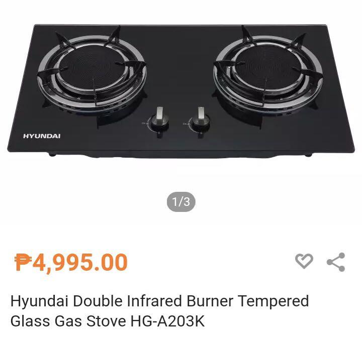Hyundai Double Infrared Burner Tempered Glass Stove Hg A203k Home Furniture Home Appliances Other Kitchen Appliances On Carousell