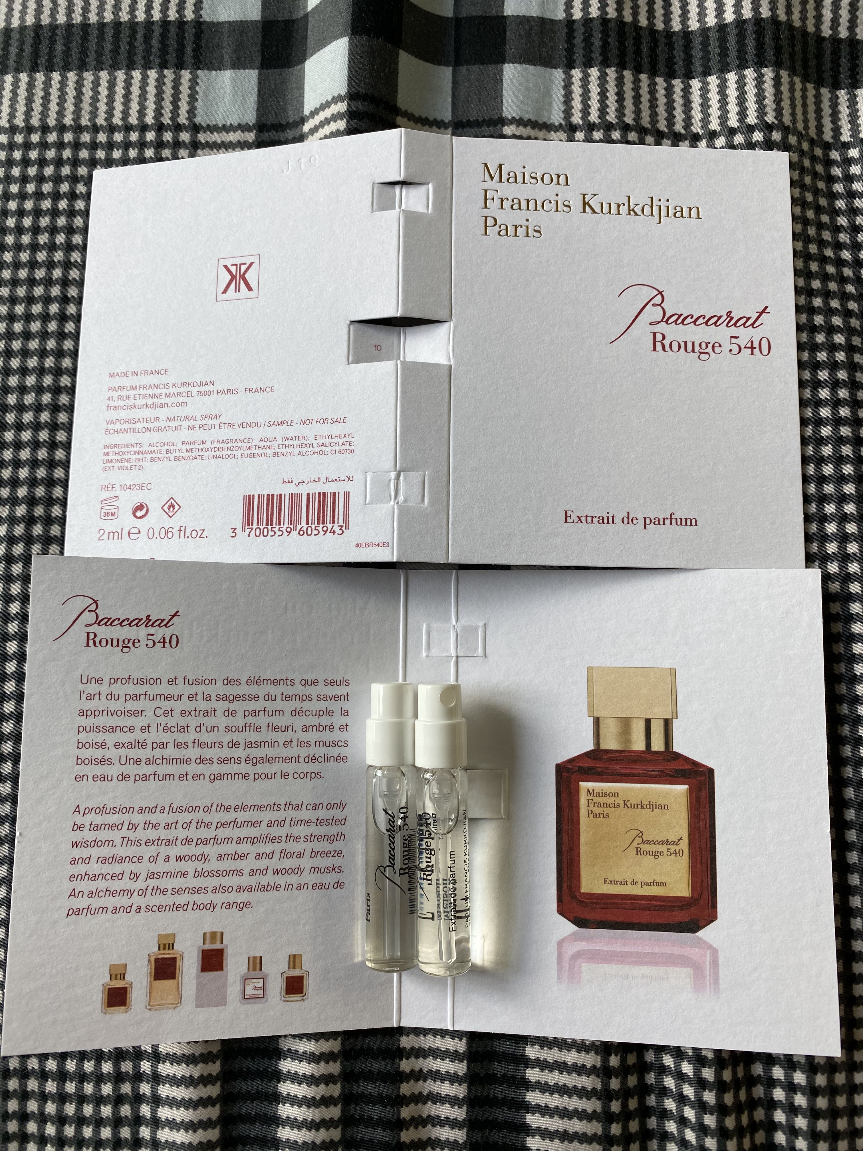 Maison Francis Kurkdjian BACCARAT ROUGE 540 Eau de Parfum Vial Spray 2ml /  0.06 fl oz