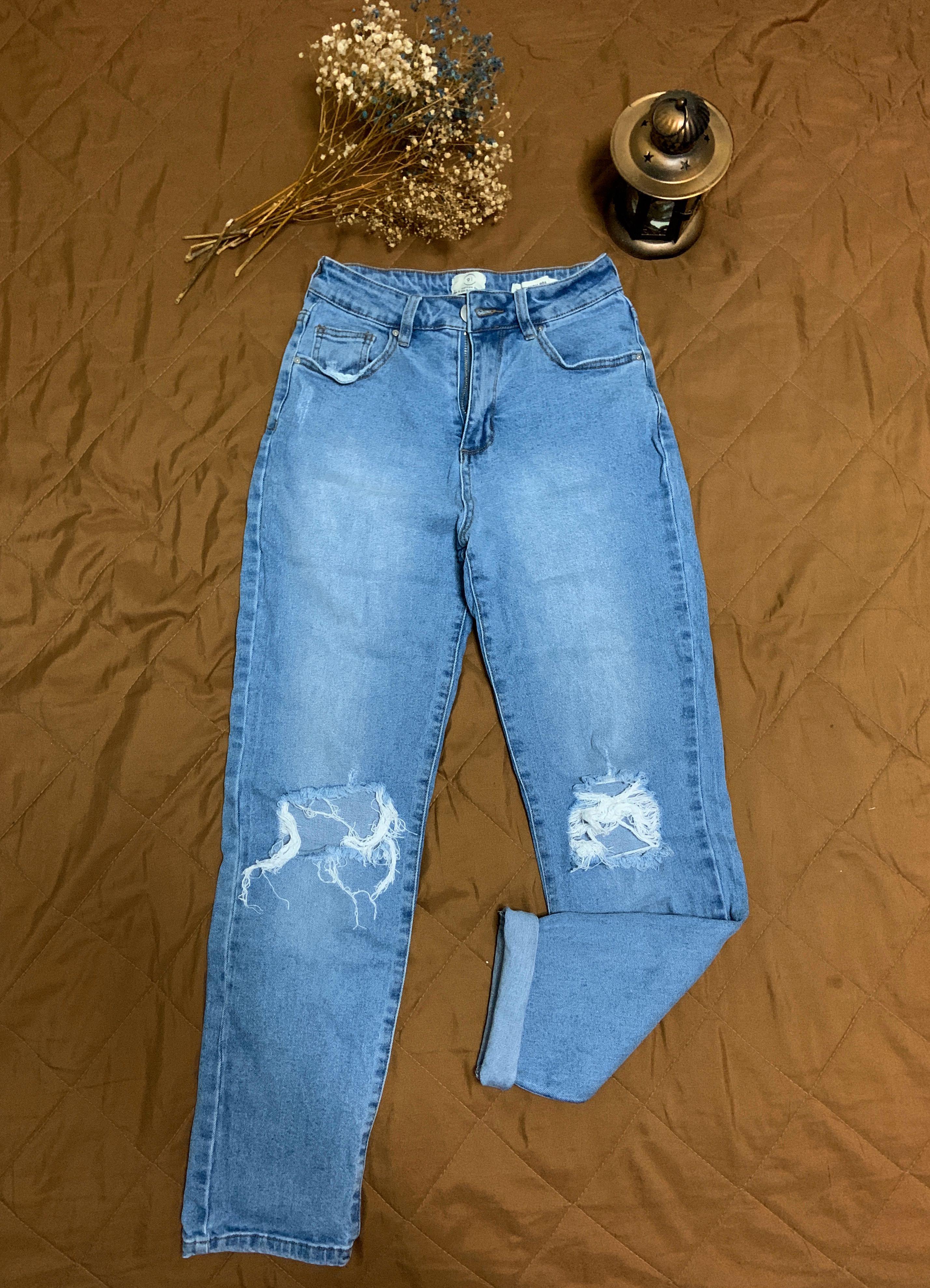 stretch mom jeans high waist