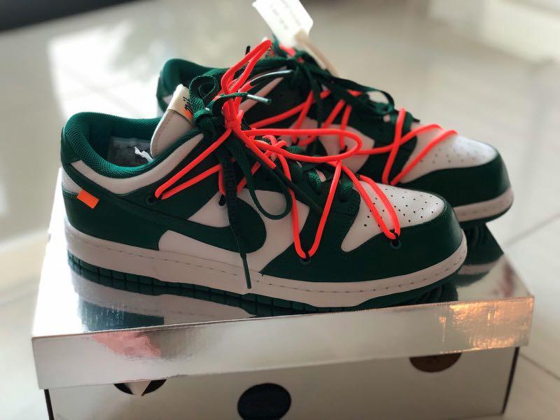off white nike dunk low pine green