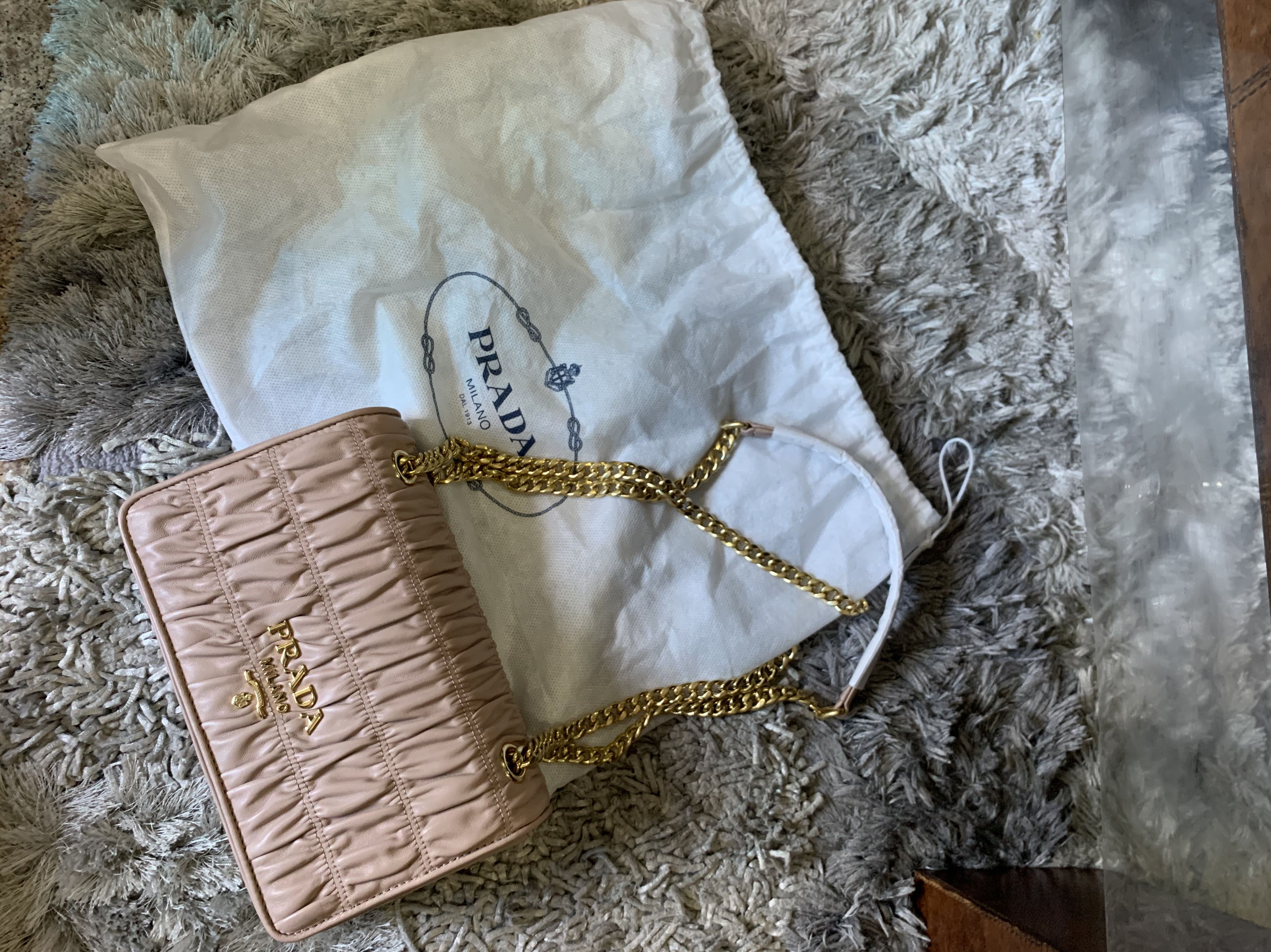 Prada leather non reptile handbag Nappa Gaufre Cipria