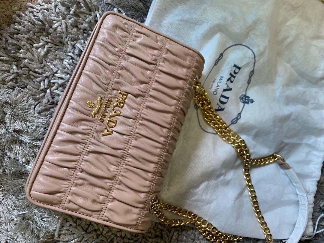 Prada leather non reptile handbag Nappa Gaufre Cipria