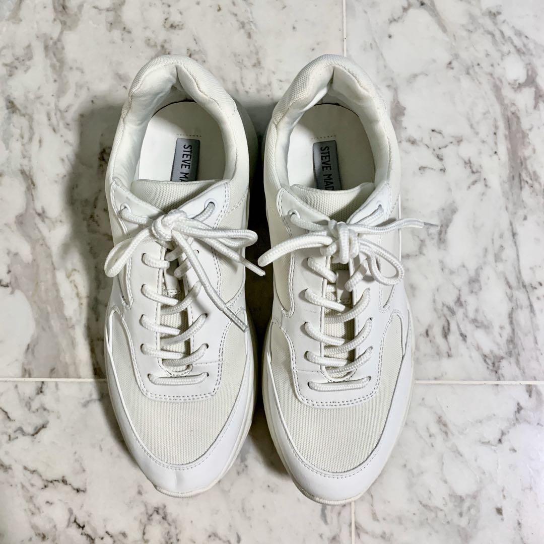 Steve madden memory white sneakers online