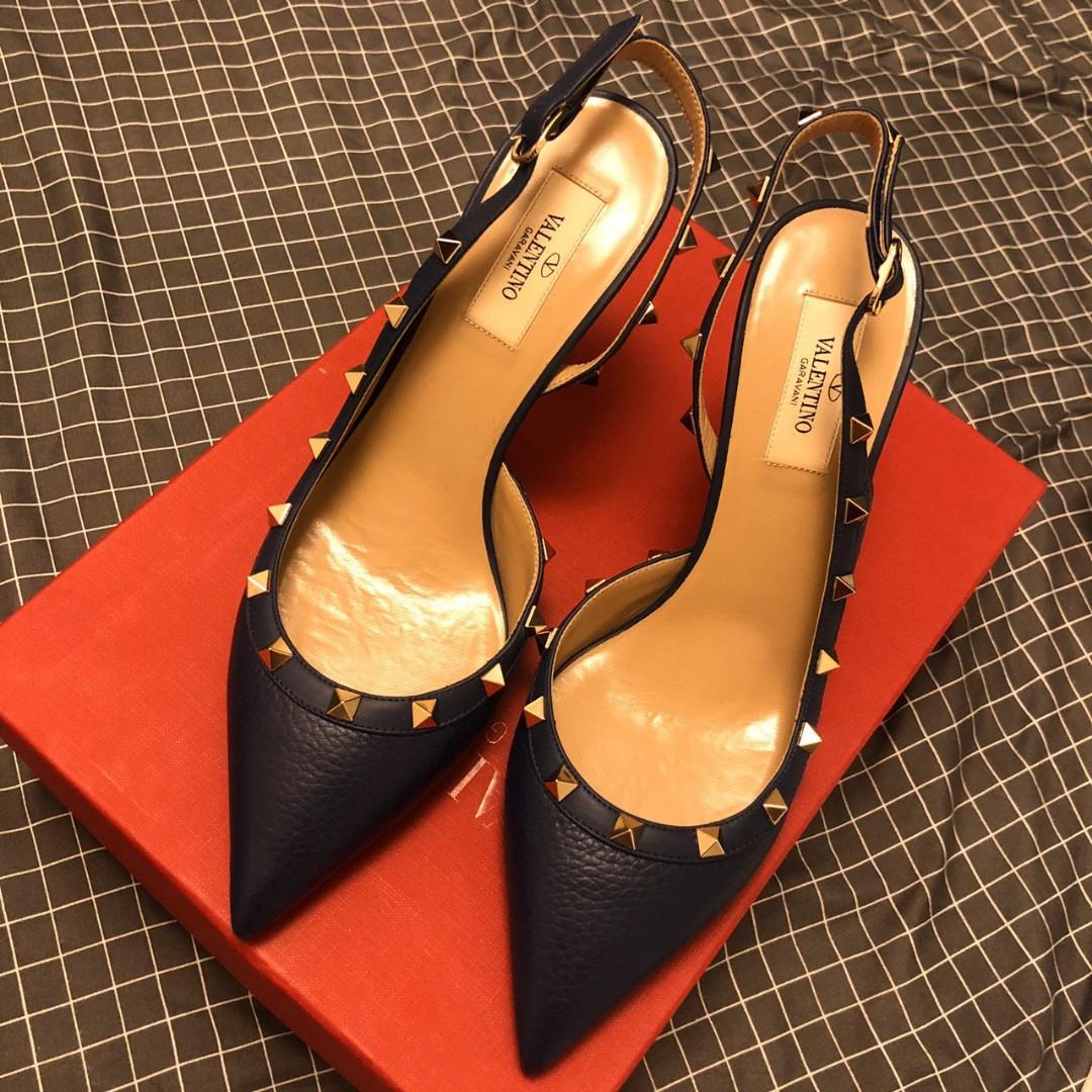 Valentino Sling Back Rock Stud Pumps Women S Fashion Shoes Heels On Carousell