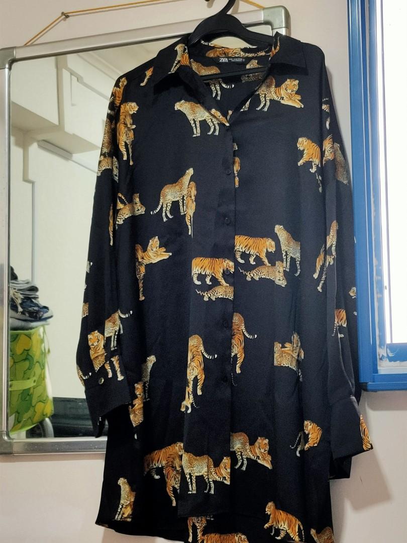 Zara tiger shirt dress, Women's Fashion 