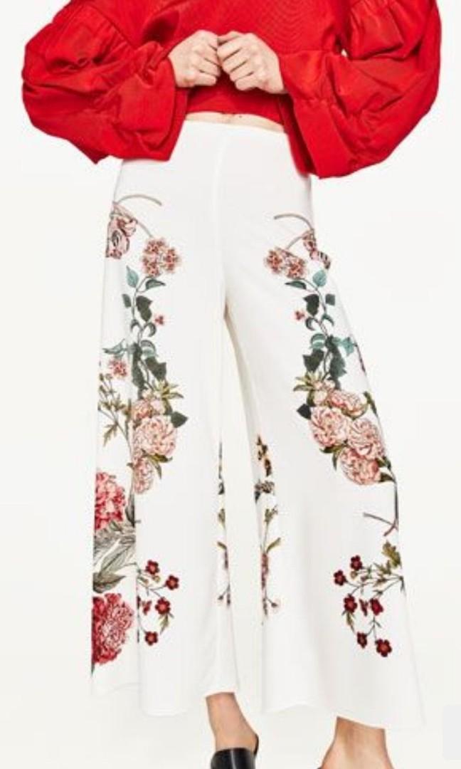 floral print pants zara