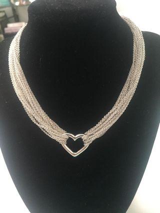 Tiffany and Co. 10 strand open heart sterling silver necklace