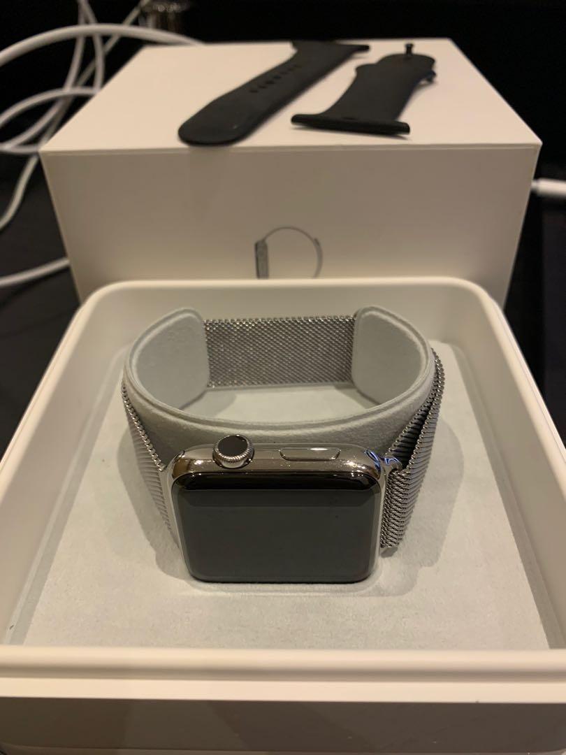 Apple Watch 2 (不鏽鋼+米蘭錶帶）, 手機及配件, 智慧穿戴裝置及智慧