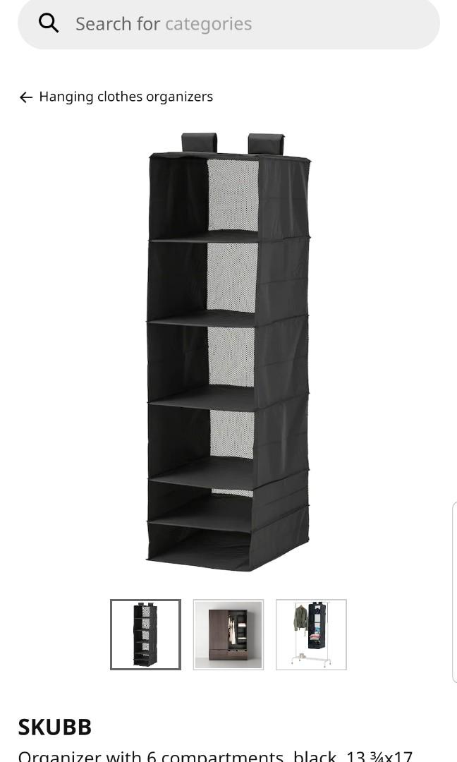 Ikea Black Closet Organizer (6 compartments), Furniture & Home Living, Home Improvement