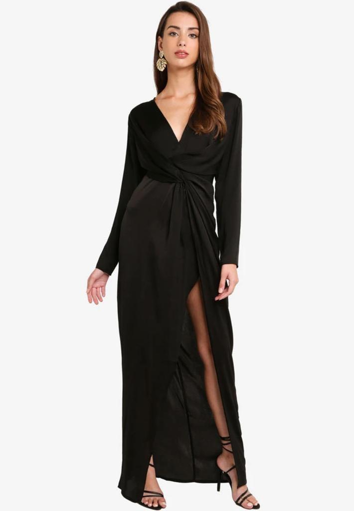 Missguided black wrap dress shop