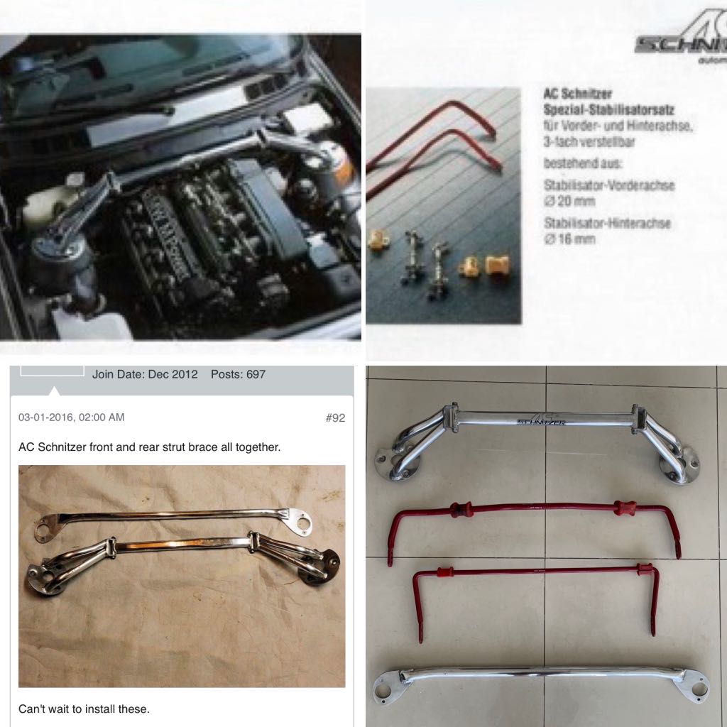 BMW E30 AC Schnitzer strut brace bars and stabilizer bars set) Rare!, Auto Accessories