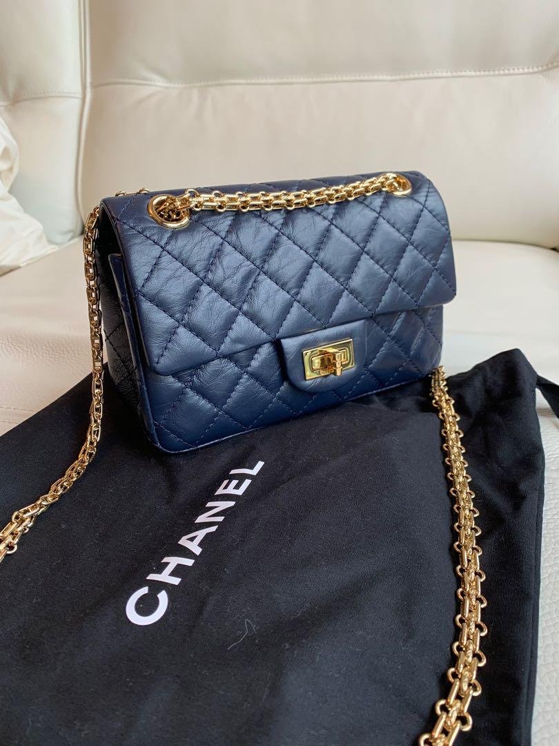 Chanel 2.55 mini size (Navy), 名牌, 手袋及銀包- Carousell
