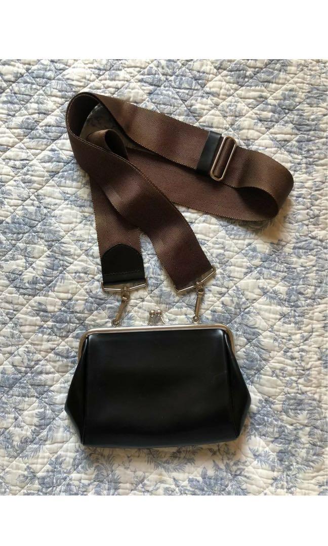 comme des gar?ons black leather crossbody bag