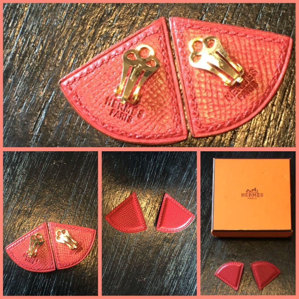 Hermes Triangle Leather Clip On Earrings Red (Category: Luxury Accessories) located in Paranaque City. Submitted by brendaizz.baflo (Listing ID 274747148, Image 1). Description: Inclusion: Box .