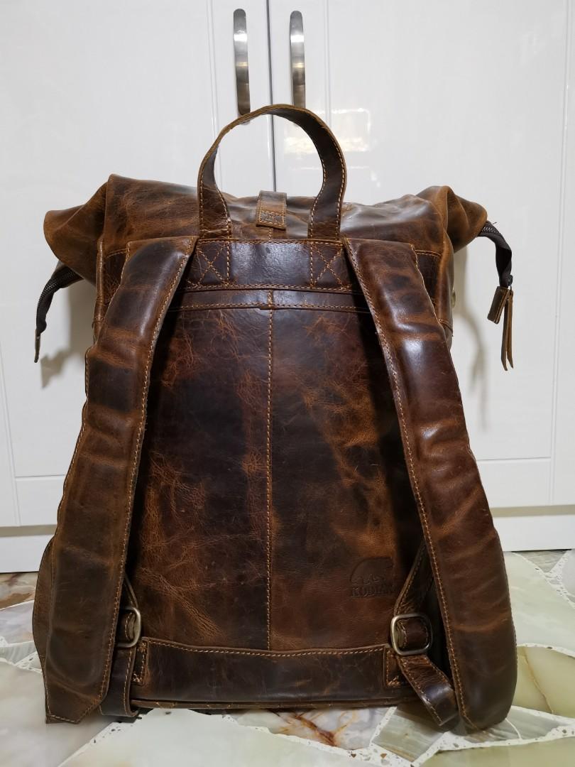 Kodiak Roll-Top Leather Backpack, Men's Fashion, Bags, Backpacks on ...