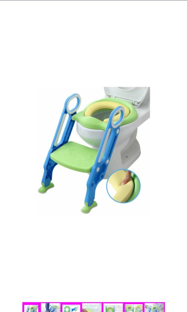 Pink White Upgrade Pu Cushion Mangohood Potty Training Toilet Seat with Step Stool Ladder for Boys and Girls Baby Toddler Kid Children Toilet Training Seat Chair with Handles Sturdy Wide Step