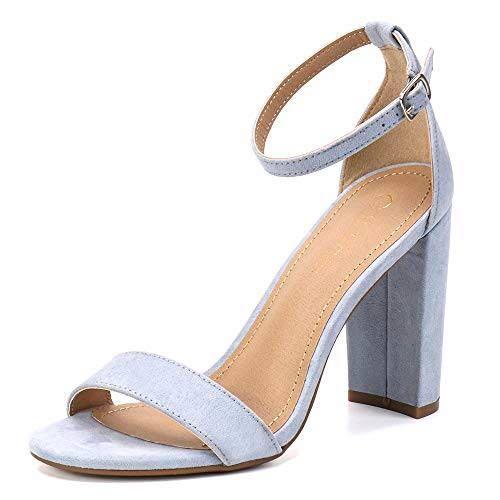 light blue block heels