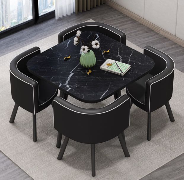 Black space saving dining table and chairs online