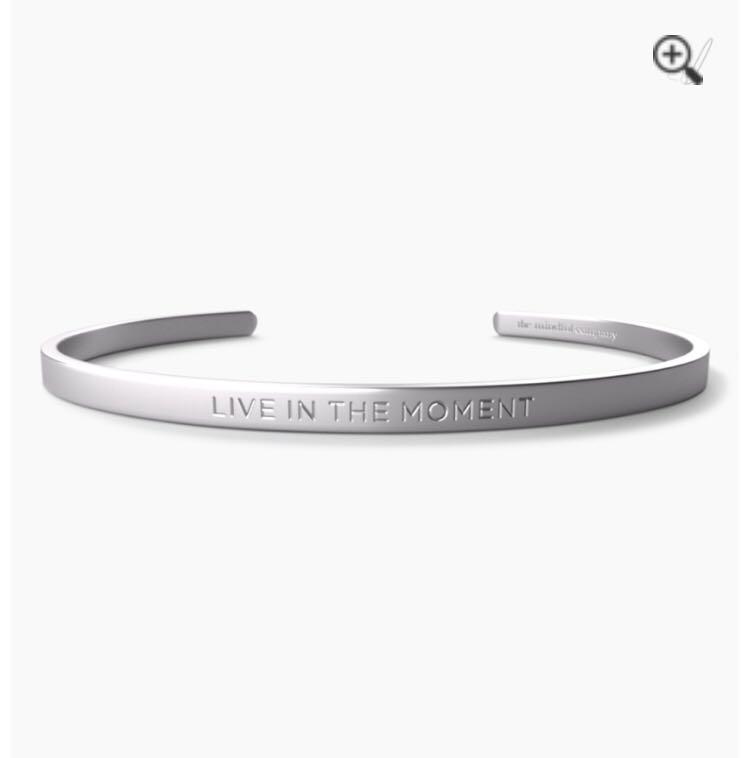 The Mindful Company Live in the moment Matte Silver Bracelet reminder cuff