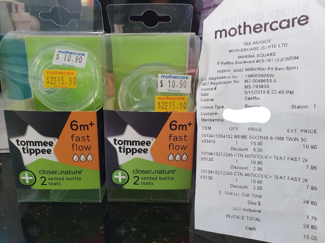 tommee tippee anti colic teats 6m 