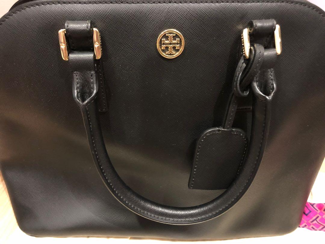 NWT Authentic Tory Burch Robinson Open Dome Saffiano Leather Satchel~Black  $550