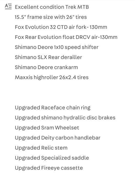 Trek fuel cheap size chart