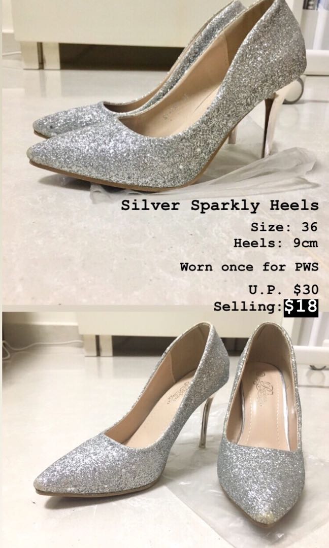 Wedding] Silver Sparkly heels, Women's 