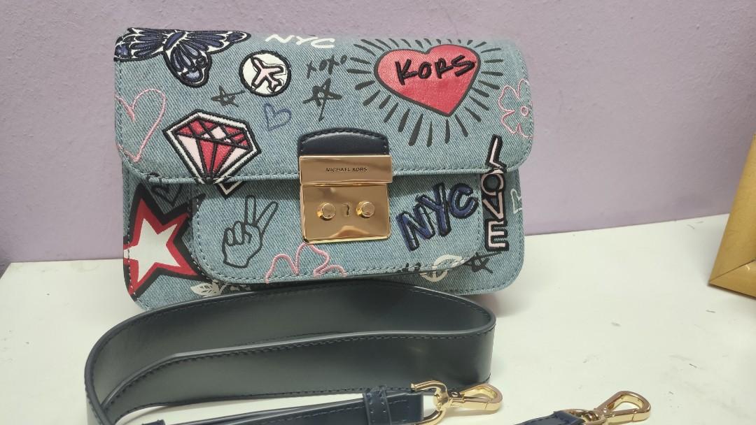 Sloan editor embroidered new arrivals denim shoulder bag