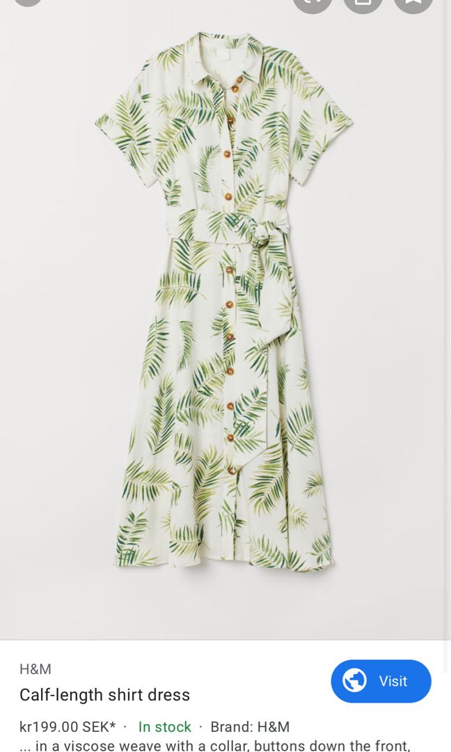H and m shop palm dress