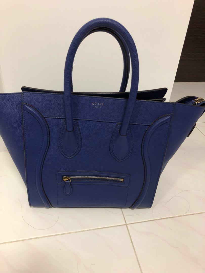 celine mini luggage blue