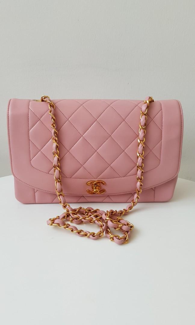 FULL SET] Chanel Pink Diana Flap Bag, Luxury, Bags & Wallets on
