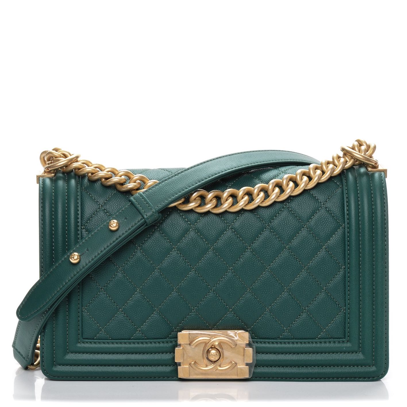 Dark Green Chanel Boy GHW Caviar Luxury Bags Wallets on Carousell